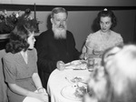 Reverend Benedict Borgerding with Patricia Hogan, and Sarah Frances Schad at Our Lady of Victory dinner