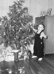 Clarence Leslie Todd Junior looking at his Christmas tree