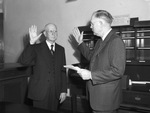 W. S. Tannahill taking oath of office, new county treasurer