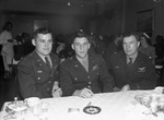 Pilot. reunion. Left to right, Lieutenant Lloyd E. West, Nekoma, Kansas; Lieutenant Barry Booth, Ossining, N. Y. and Captain Gregory Perron, White Bear Lake, Minnesota.