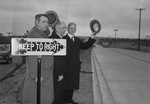East Lancaster. Opening of south artery. Left to right, County Commissioner Joe Thannischm, District Engineer E. C. Woodward of the Texas State Highway Department and Federal Judge James C. Wilson.