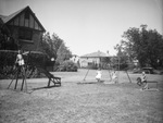 City Cleanup campaign. Vacant lot turned into playground. Charles Wise, Diane Stogner, Billy Cowan, Don Stogner and Tommy Wise