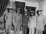 Major General Jacob E. Fickel, General H. H. Arnold, Amon Carter, Major General J. P. Hodges and Brigadier General C.W. Sullivan