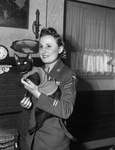 Women's Air Corps Corporal Lirl Treuter and cat