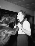 Lightweight boxing champion Lew Jenkins and dog