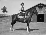 Lightweight boxing champion Lew Jenkins, astride his pony