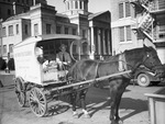 Clyde Millican shown with Star-Telegram delivery wagon