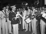 Members of the Texas Christian University band returning from football game at University of North Carolina