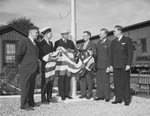 Flag raising ceremony at Frisco Shops