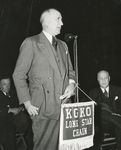 Amon G. Carter, Sr., speaking at the dedication of Will Rogers Memorial Coliseum