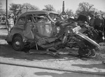 The demolished car in which Miss Alice Brooker was killed