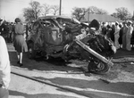 The demolished car in which Miss Alice Brooker was killed