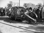 The demolished car in which Miss Alice Brooker was killed