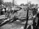 The demolished car in which Miss Alice Brooker was killed