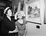 Mrs. Ira Butler and Mrs. W. A. Hawkins at art exhibit at the Women's Club