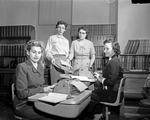 Mrs. Gilbert Roth, Mrs. Norman Schaeffer, Mrs. Jerry Murad, and Mrs. Wilma Harrell at Lily B. Clayton Elementary School by Bob Bain
