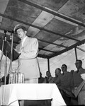 General Douglas MacArthur speaking at Farrington Field