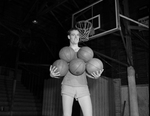 George McLeod, center with five basketballs by Al Panzera