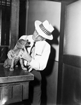 Jimmie Spinks shown with dog