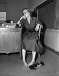 Teacher Mary Chilton Potts after first day of school