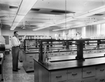 Texas Christian University, New Science Building: Dr. Henry Hardt Shown with Bottles in His Laboratory