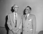 Dedication Ceremonies at Benbrook Dam. W. M. Forrest, left, of Midway; John M. Fouts of Dallas, Texas