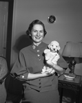 Miss Jacqueline Wood and her French poodle