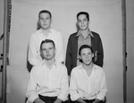 Head shots of Junior High School football players. George Mountcastle, Arthur Baird, Larry Ricker and Jerry Johnson