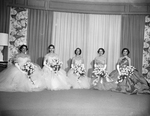 Steeplechase Ball. Assembly debutantes making bow at Steeplechase, Misses Isabelle Brown, Elise Waggoner, Gail Potts, Mary Leonard and Judy Morton
