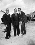 Meadowbrook Methodist Church groundbreaking. Reverend J. W. Sprinkle, John Morris and Kenneth Royar