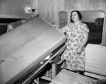 Storms. Mrs. Florence Kieffer, Mrs. Smith's mother, with overturned sofa