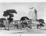 Architect's drawing of office building