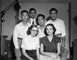 Foreign Students. Miss Irene Cederball of England, left, and Miss Lore Schuller of Romania; back row, left to right, Chao-yi-hsu of China, Julio Diaz of Argentina, Dae Sook Suh of Korea and Mohammed El Attrash of Syria