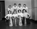 Laneri High School Cheerleaders: Mary Jo Richardson, Mary Patterson, Elizabeth Parr, Pat Dvorak, Jimmy Burt Schi, Gary Rigdon, Jimmy Breedlove and Robert Parker