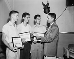 Weldon L. Maples, Donald Huffman, Gary Smith, and Charles Sinclair, fourth boy awarded, George Wise was not present