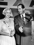 Texas Governor Allan Shivers, runoff campaign in Fort Worth with Mrs. Edgar Deen, wife of Fort Worth Mayor, attend at rally