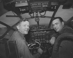 Col. C. (Doc) Savage and Capt. Victor F. Grubbs in cockpit of the last B-36 built at Convair