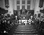 Flowers at Amon Carter's funeral at Fort Worth's First Methodist Church