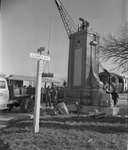 Workmen raising columns at 8th Avenue and Elizabeth Boulevard