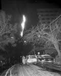 Fortune Arms Hotel, Burnet and W. 1st Street, Fort Worth; firemen fight fire in the Penthouse Club on 11th floor, 12/22/1955 by Bob Bain