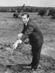 Mayor Tom Vandergriff breaking ground for Lake Arlington dam