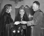 Mrs. J. Lee Johnson, Jr., Nenetta Burton Carter, and Monseigneur Vincent J. Wolf at Sacred Heart Cathedral in Dallas
