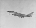 Convair B-58 Hustler during a test flight with landing gear deployed