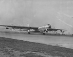 Air Force B-36 bomber takes off from the Convair runway