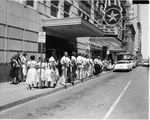 People lined up outside Worth Theater