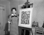 Mrs. J.L. Slayton by painting of St. Patrick's Cathedral which won art prize