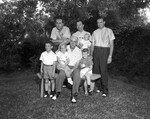 R. H. W. Drechsel, Jr., L. W. Drechsel holding baby Gary William, and Chas. W. Drechsel, 3. Dr. R. H. W. Drechsel, children Roly, Dee Ann and David