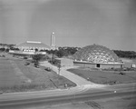 Newly rebuilt Casa Manana, old Pioneer Palace, and Will Rogers buildings in background