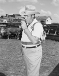 J. M. Hogan with Stockyards shortwave radio beam