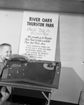 Thomas Spurlock, 6, son of J. R. Spurlock with model of new River Oaks Thurston Park